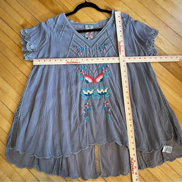 JOHNNY WAS Vara Blouse Top Cupra Rayon Embroidered Cut Out Ladder Lace Boho - Picture 13 of 15
